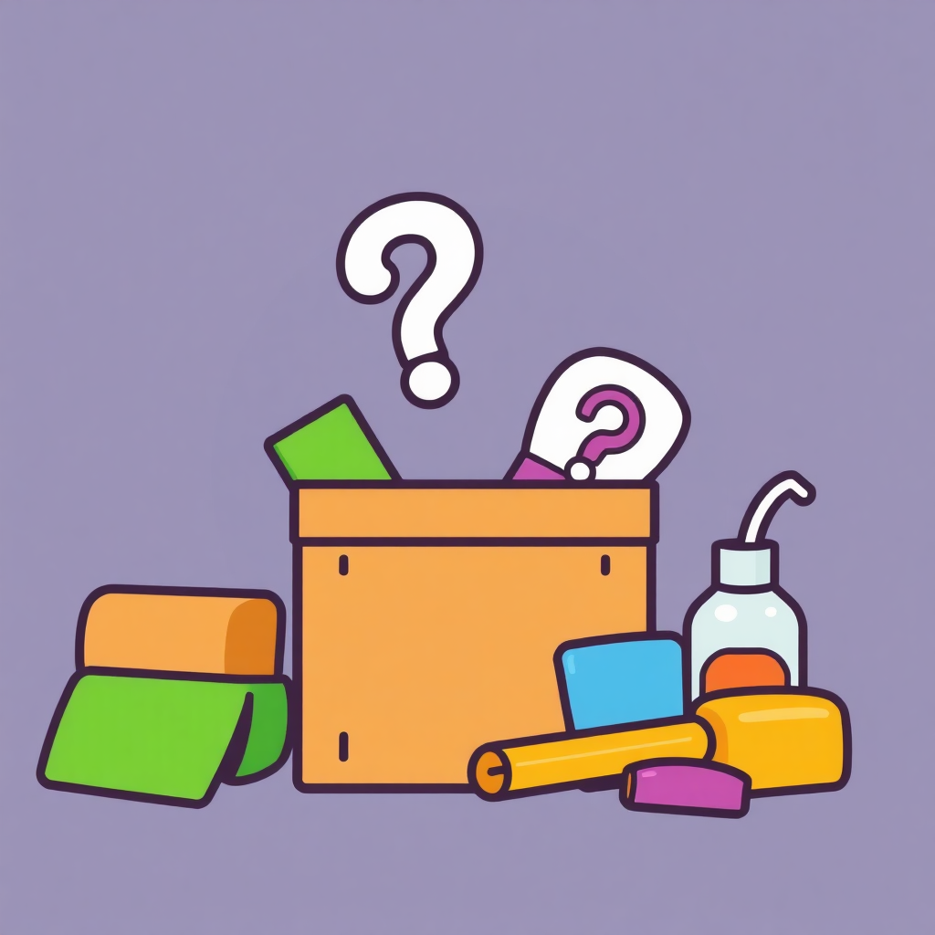 Icon of a mystery box, question mark, and miscellaneous items, representing other and miscellaneous products